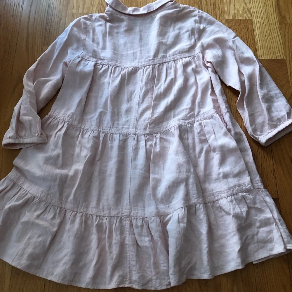 Zara Pale Blush Button-Front Tiered Dress - Picture 6 of 6
